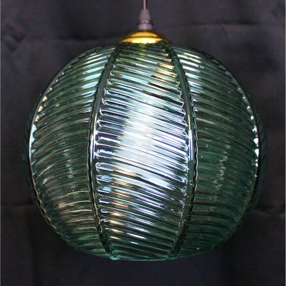 Hanging Glass Pendant Ceiling Light Small Ribbed Leaf Ball Modern Summer Beach - Picture 2 of 7